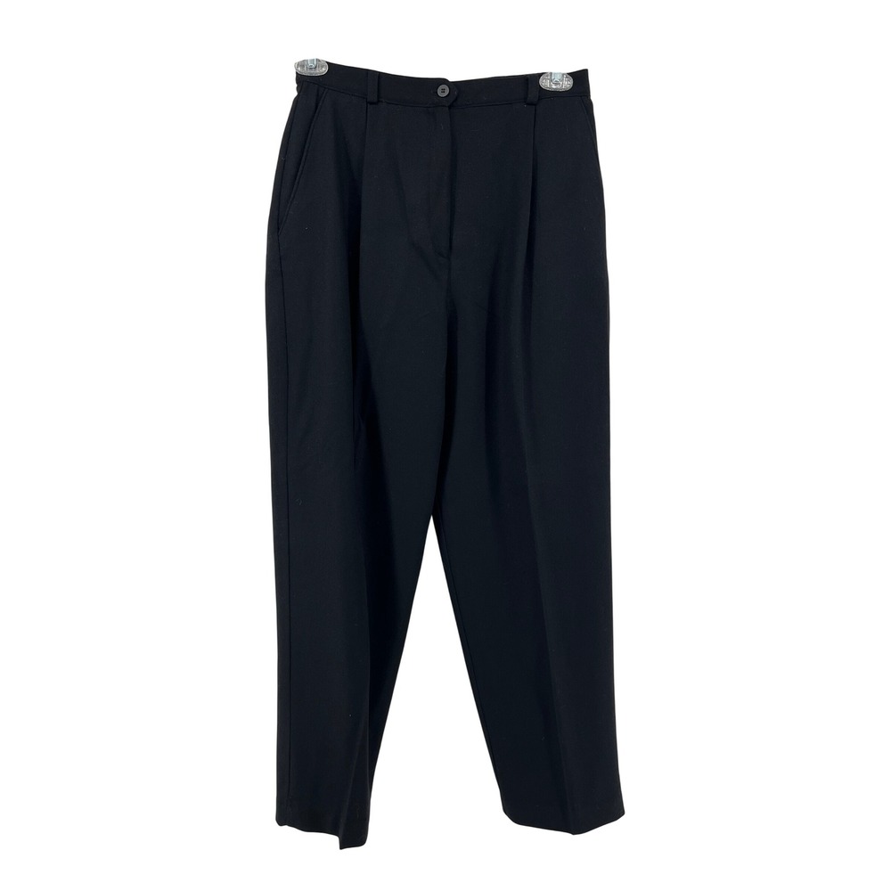 NWT Norton McNaughton Black‎ Wool Blend Pleated Trousers Size 12